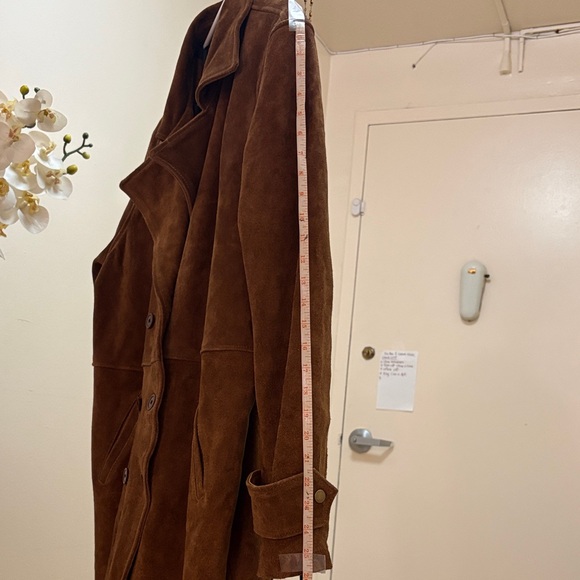 Brown Suede Double-Breasted Men’s  Coat Size M - Picture 6 of 14